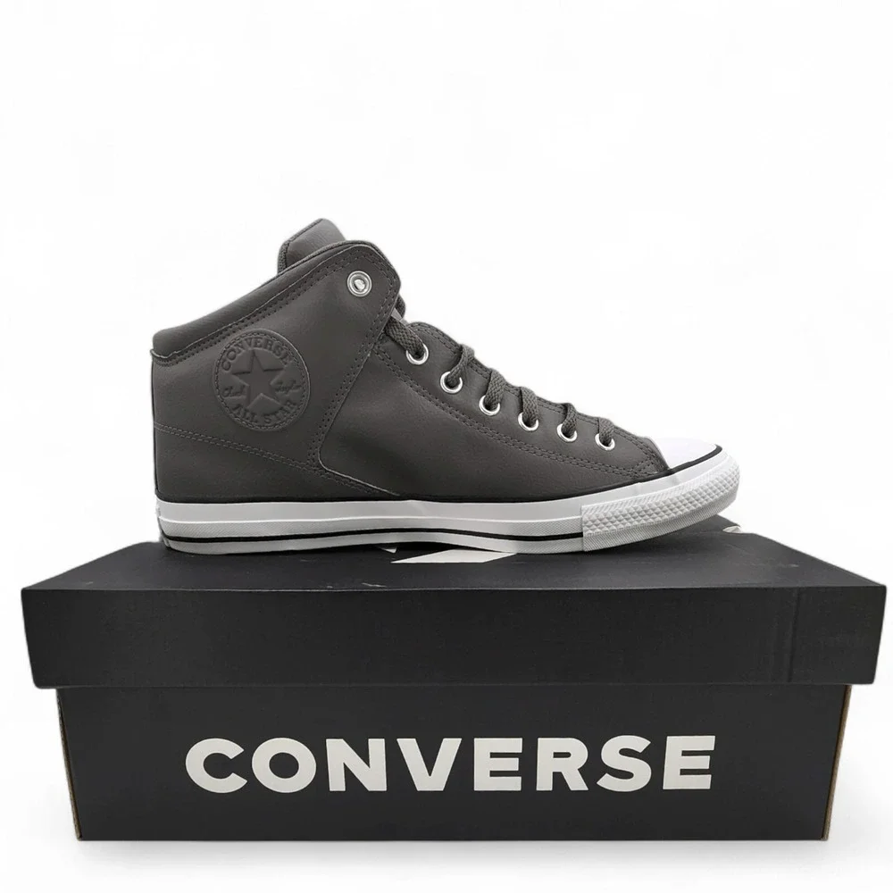 Chuck‎ Taylor All Star High Street Faux-Leather Shoes Mens 13 Sharkskin Gray NEW